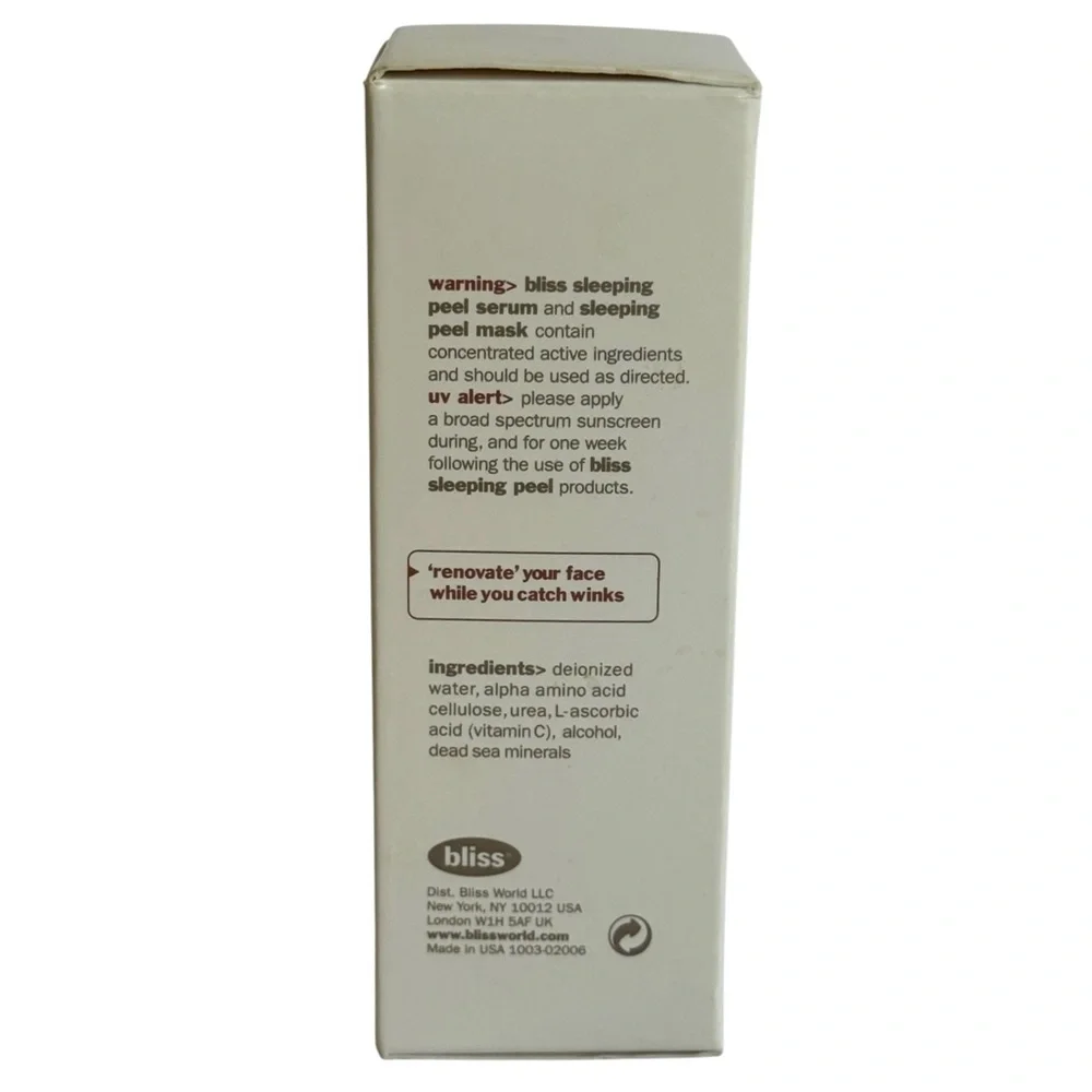 Bliss Sleeping Peel Serum Exfoliating Gel 1 fl oz New